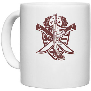                       UDNAG White Ceramic Coffee / Tea Mug 'Military | military' Perfect for Gifting [330ml]                                              