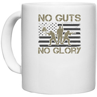                       UDNAG White Ceramic Coffee / Tea Mug 'Military | no guts no glory' Perfect for Gifting [330ml]                                              