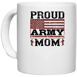                       UDNAG White Ceramic Coffee / Tea Mug 'Military | proud army mom' Perfect for Gifting [330ml]                                              