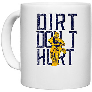                       UDNAG White Ceramic Coffee / Tea Mug 'Motor Cycle | Dirt Dont Hurt' Perfect for Gifting [330ml]                                              