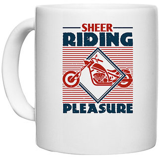                       UDNAG White Ceramic Coffee / Tea Mug 'Motor Cycle | Sheer Riding Pleasure' Perfect for Gifting [330ml]                                              