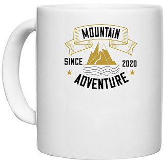                       UDNAG White Ceramic Coffee / Tea Mug 'Adventure Mountain | mountain since 2020 adventure' Perfect for Gifting [330ml]                                              