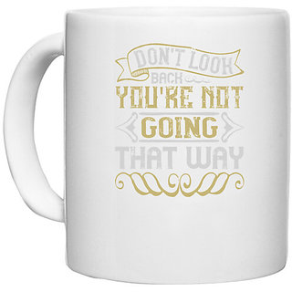                       UDNAG White Ceramic Coffee / Tea Mug 'Pig | Don't look back you're not going that way' Perfect for Gifting [330ml]                                              