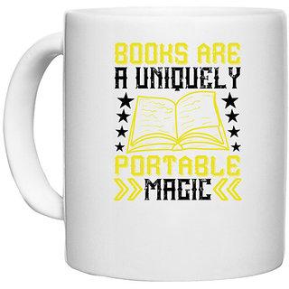                       UDNAG White Ceramic Coffee / Tea Mug 'Reading | Books are a uniquely portable magic' Perfect for Gifting [330ml]                                              