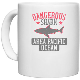                       UDNAG White Ceramic Coffee / Tea Mug 'Shark | dangerous shark area pacific ocean' Perfect for Gifting [330ml]                                              