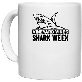                       UDNAG White Ceramic Coffee / Tea Mug 'Shark | vineyard vines Shark Week' Perfect for Gifting [330ml]                                              