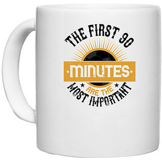                       UDNAG White Ceramic Coffee / Tea Mug 'Soccer | The first 90 minutes are the most important' Perfect for Gifting [330ml]                                              