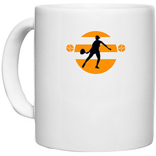                       UDNAG White Ceramic Coffee / Tea Mug 'Tennis | Being number two sucks' Perfect for Gifting [330ml]                                              