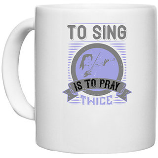                       UDNAG White Ceramic Coffee / Tea Mug 'Music Violin | To sing is to pray twice' Perfect for Gifting [330ml]                                              