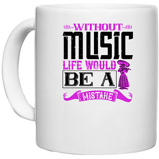                       UDNAG White Ceramic Coffee / Tea Mug 'Music Violin | Without music, life would be a mistake' Perfect for Gifting [330ml]                                              