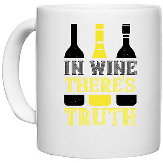                       UDNAG White Ceramic Coffee / Tea Mug 'Wine | In wine ther's truth' Perfect for Gifting [330ml]                                              