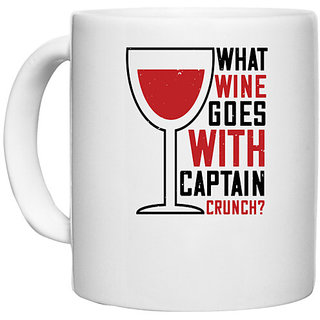                       UDNAG White Ceramic Coffee / Tea Mug 'Wine | What wine goes with' Perfect for Gifting [330ml]                                              