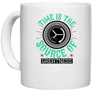                       UDNAG White Ceramic Coffee / Tea Mug 'Job | Time is the source of greatness' Perfect for Gifting [330ml]                                              