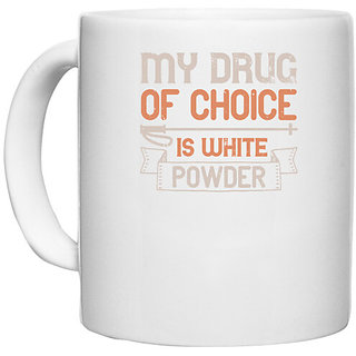                       UDNAG White Ceramic Coffee / Tea Mug 'Skiing | My choice is white powder' Perfect for Gifting [330ml]                                              