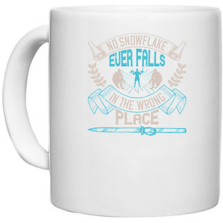                       UDNAG White Ceramic Coffee / Tea Mug 'Skiing | No snowflake ever falls in the wrong place' Perfect for Gifting [330ml]                                              
