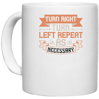                       UDNAG White Ceramic Coffee / Tea Mug 'Skiing | Turn right. Turn left. Repeat as necessary' Perfect for Gifting [330ml]                                              