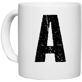                       UDNAG White Ceramic Coffee / Tea Mug 'Alphabet | A' Perfect for Gifting [330ml]                                              