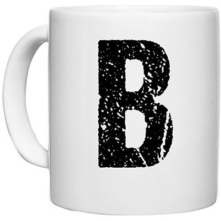                       UDNAG White Ceramic Coffee / Tea Mug 'Alphabet | B' Perfect for Gifting [330ml]                                              