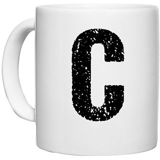                       UDNAG White Ceramic Coffee / Tea Mug 'Alphabet | C' Perfect for Gifting [330ml]                                              