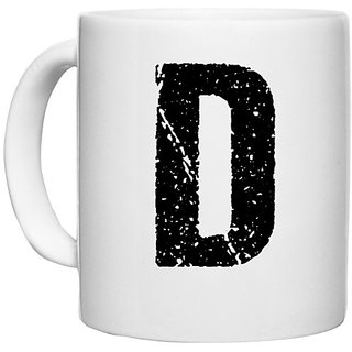                       UDNAG White Ceramic Coffee / Tea Mug 'Alphabet | D' Perfect for Gifting [330ml]                                              