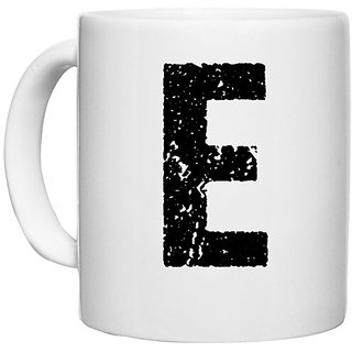                       UDNAG White Ceramic Coffee / Tea Mug 'Alphabet | E' Perfect for Gifting [330ml]                                              