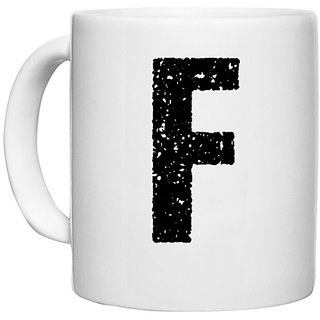                      UDNAG White Ceramic Coffee / Tea Mug 'Alphabet | F' Perfect for Gifting [330ml]                                              
