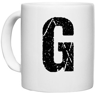                       UDNAG White Ceramic Coffee / Tea Mug 'Alphabet | G' Perfect for Gifting [330ml]                                              