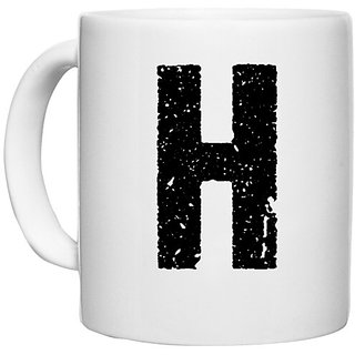                       UDNAG White Ceramic Coffee / Tea Mug 'Alphabet | H' Perfect for Gifting [330ml]                                              