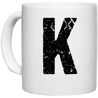                       UDNAG White Ceramic Coffee / Tea Mug 'Alphabet | K' Perfect for Gifting [330ml]                                              