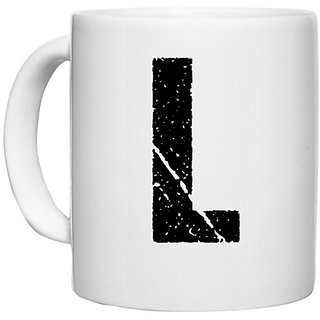                       UDNAG White Ceramic Coffee / Tea Mug 'Alphabet | L' Perfect for Gifting [330ml]                                              