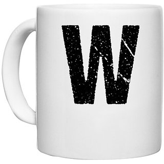                       UDNAG White Ceramic Coffee / Tea Mug 'Alphabet | W' Perfect for Gifting [330ml]                                              