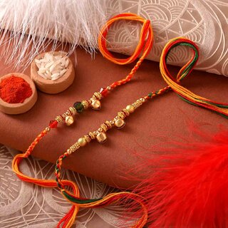                       Fancy Ghungroos  Beads Rakhis Set Of 2                                              