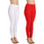 Pranjal Prime Stretch Fit Super Soft Women/Girl's Churidar Length Leggings, Pack of 2, White and Red