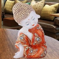 Kanak Creation Handcrafted Buddha Monk Polyresin Showpiece for Home Decor