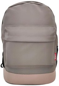 Elegant Leatherette Laptop Backpack Grey and Beige