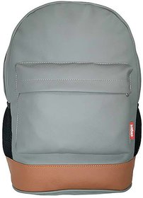 Elegant Leatherette Laptop Backpack Grey and Tan
