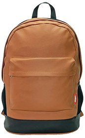Elegant Leatherette Laptop Backpack Tan and Black