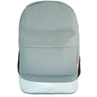                       Elegant Leatherette Laptop Backpack Grey and Silver                                              