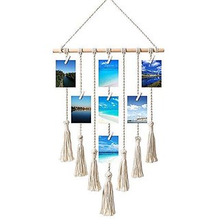 Khush Its Amazing Hanging Photo Display 7 Line Rope Macrame Wall Hanging Picturesr Home Decor Chic Ornament Gift for Apa