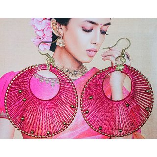                      Fashion Beautiful Pink ,Yellow and Blue Thread Combo Earrings                                              