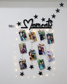 Khush Its Amazing Wooden Hanging Moments With 10 Star LED Light Photo Display Picture Frame Collage Picture Display Orga