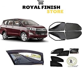 Royal Finish Car Accessories Zipper Magnetic Sunshades for Innova Crysta - Set of 4 Pcs
