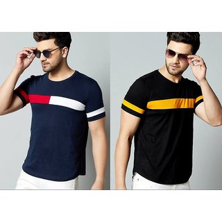                       Stylish Combo  Navy Black   Cotton Men tshirt                                              