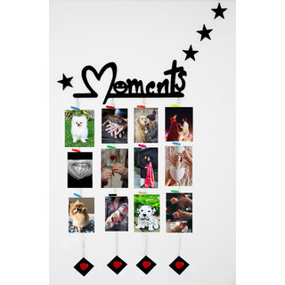 Khush Its Amazing Wooden Hanging Moments 4 Star With Squre Heart Hanging Up Down Photo Display Picture Frame Collage Pic