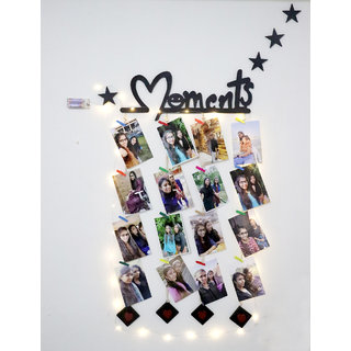                       Khush Its Amazing Wooden Hanging Moments 4 Star With Squre Heart Hanging Up Down LED Light Photo Display Picture Frame D                                              