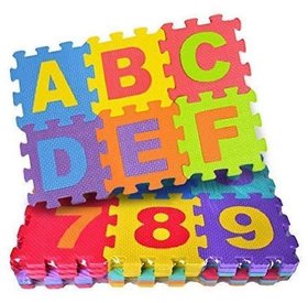 Aurapuro Kids Alphabet Interlocking Puzzle Mat Tiles ABC and Digits Educational Toys  (36 Pieces)