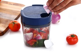 Square Plastic Chopper, Handy Vegetable Chopper, Quick Cutter for Kitchen With 3 Stainless Steel Blade