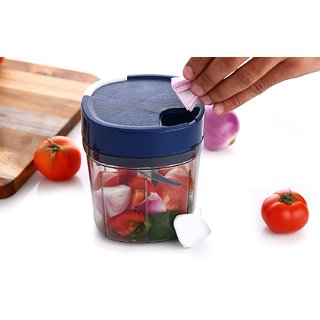 Square Plastic Chopper, Handy Vegetable Chopper, Quick Cutter for Kitchen With 3 Stainless Steel Blade