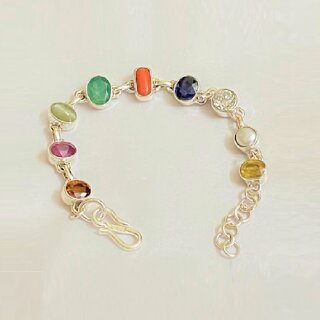                       NAVRATAN STONE 100%NATURAL  GEMS STONE BRACELET FOR MAN & WOMAN                                              