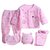 Aurapuro New Born 0-3 Months Only) Complete Clothes Set of 5 Pcs. 1 pc. Baby Bib 1 pc. Baby Cap (pink)